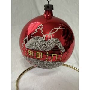 Vintage Fantasia Poland Hand Painted Red Glitter Christmas Tree Ornament 2.75”
